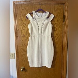 Chic White Bodycon Dress with Strappy Details